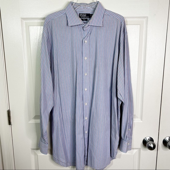 Polo Ralph Lauren Other - Polo Ralph Lauren Regent Striped Long Sleeve Button Down Shirt Blue Pink Sz 18.5